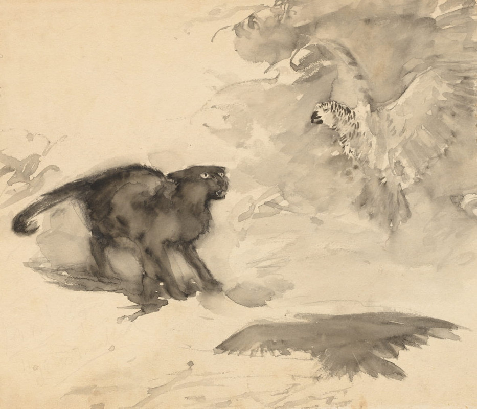 Arthur_Rackham_-_The_Parrot_and_the_Cat_(Sketch_for_Good-Night_by_Eleanor_Gates)_-_(MeisterDrucke-12