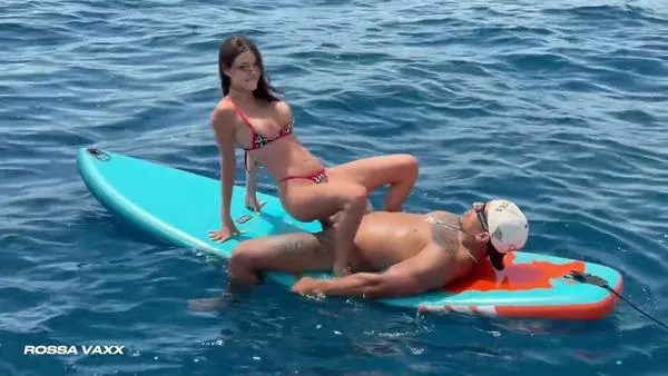 Rossa Vaxx Sex In The Sea On A SurfBoard With Leo Santos
