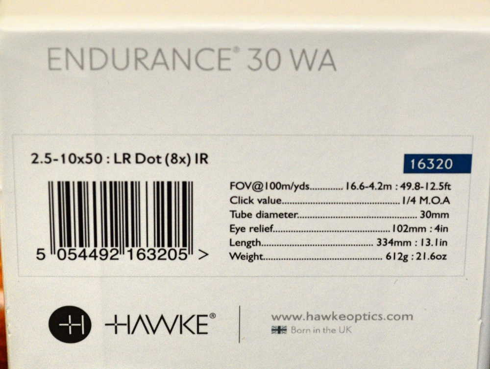 Hawke Endurance 30 WA 2-10x50 w/ etched illuminated reticle -