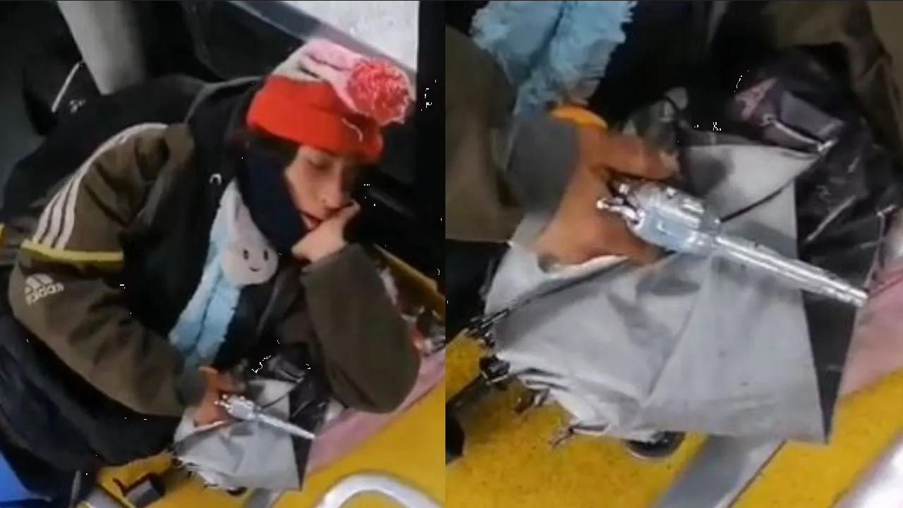 Hombre se cree Rambo y duerme con pistola en pleno metro para evitar ser asaltado