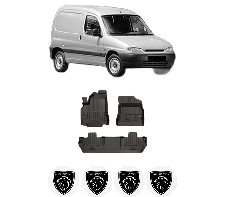 Set covorase presuri PEUGEOT PARTNER Box Body/MPV (5_, G_) din 1996-2015, auto, din cauciuc thermoplastic, 4 Stickere auto cu PEUGEOT