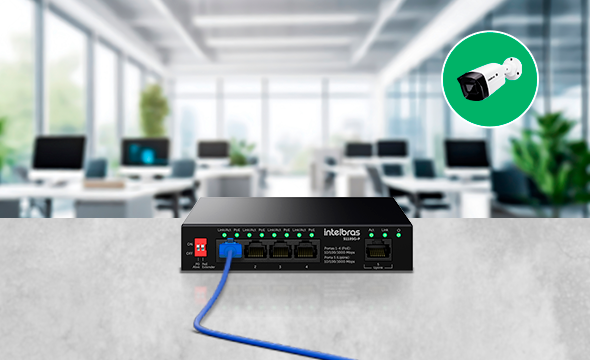 Design compacto do Switch Intelbras S1105G-P