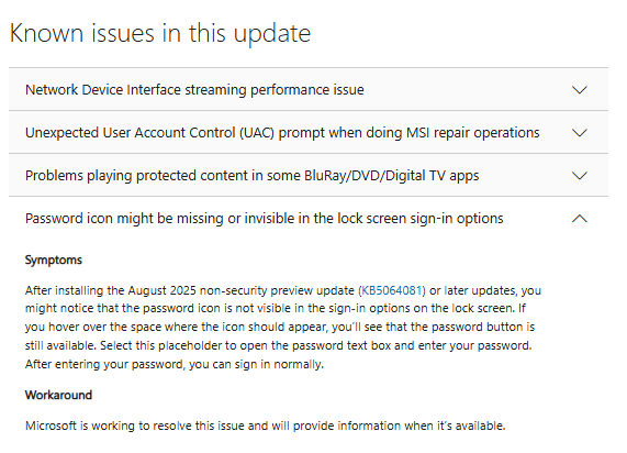 Microsoft Bestätigung eines Passwort-Bug