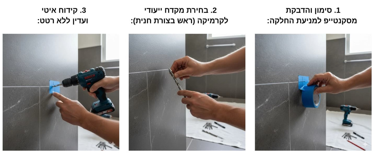קידוח בקרמיקה אמבטיה