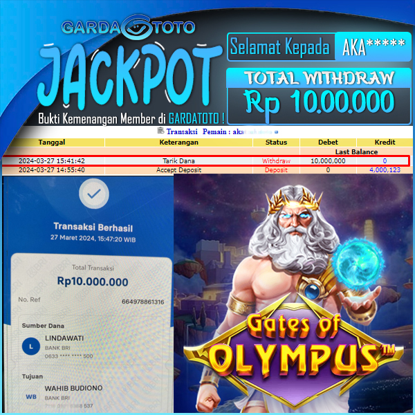 JACKPOT SLOT  LAGI GACOR MAIN DI SLOT GATES OF OLYMPUS WD Rp 10.000.000,- DIBAYAR LUNAS