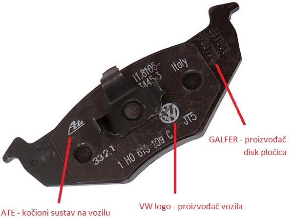 Kočione disk pločice - VW Galfer ATE