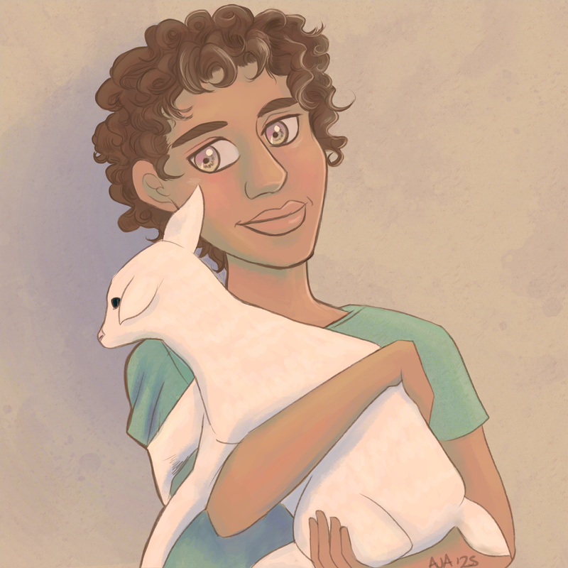 Young Jesus with a lamb