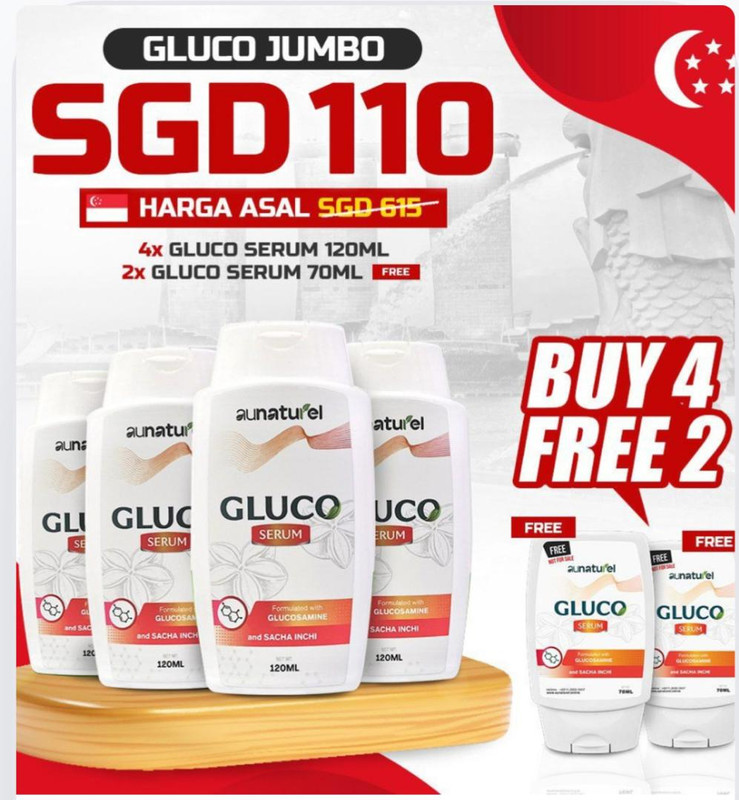 Pakej Untung Besar — 4 botol percuma 2 botol Gluco Serum
