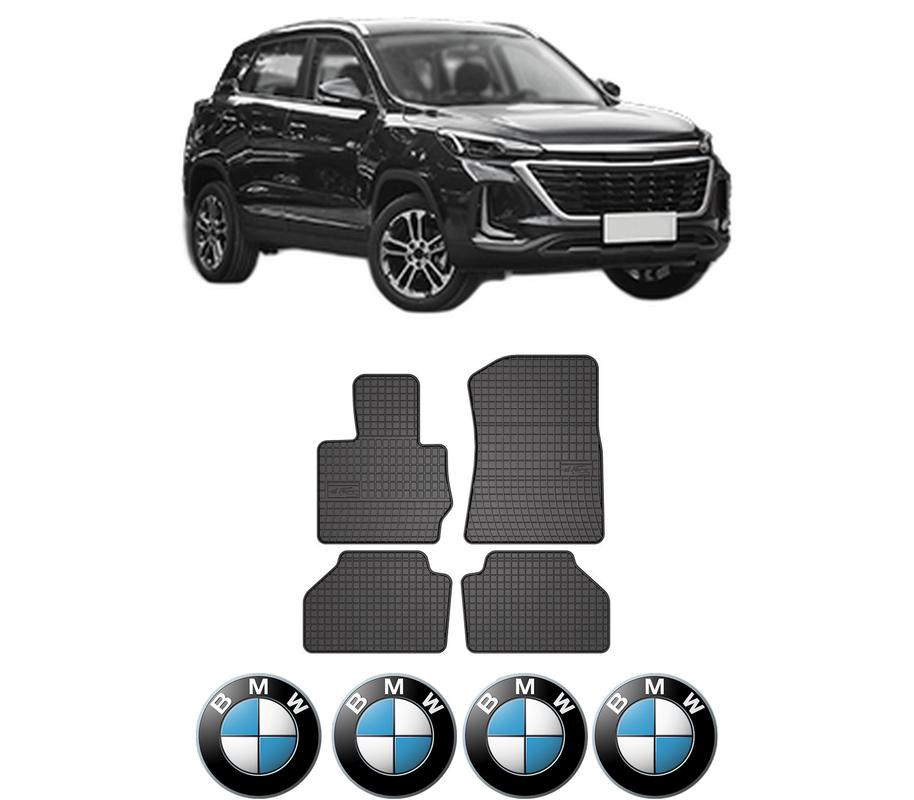 Set covorase presuri BMW Seria X3 din 2004-2021, auto, din cauciuc thermoplastic, 4 Stickere auto cu BMW Seria