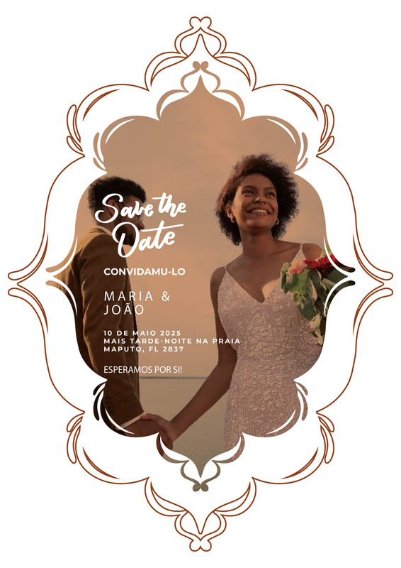 Template de convite 'Amor Moderno' com design minimalista focado em foto