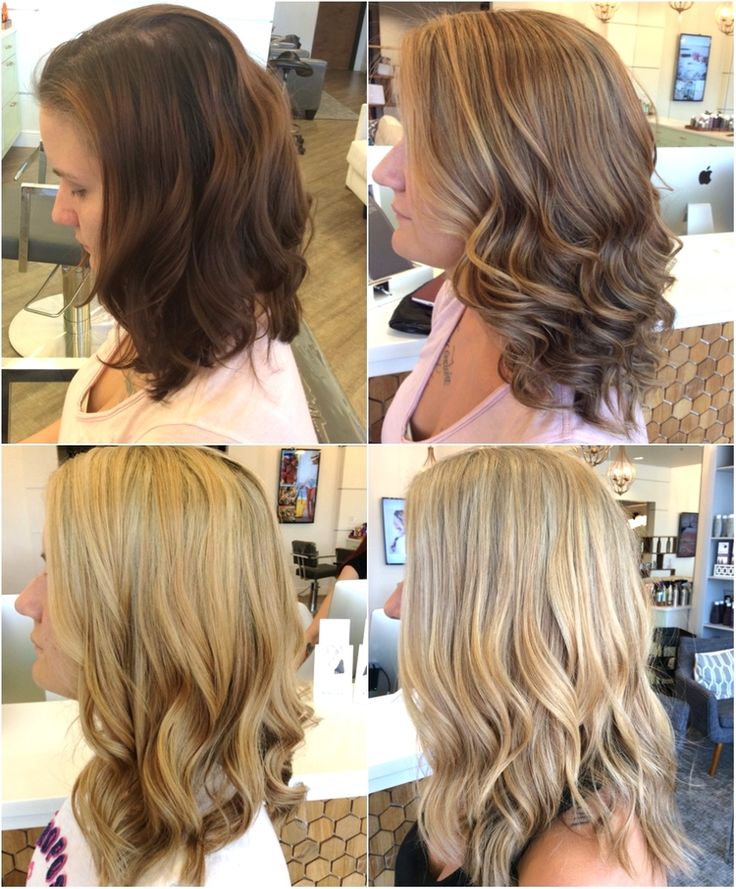 Brunette to blonde with highlights