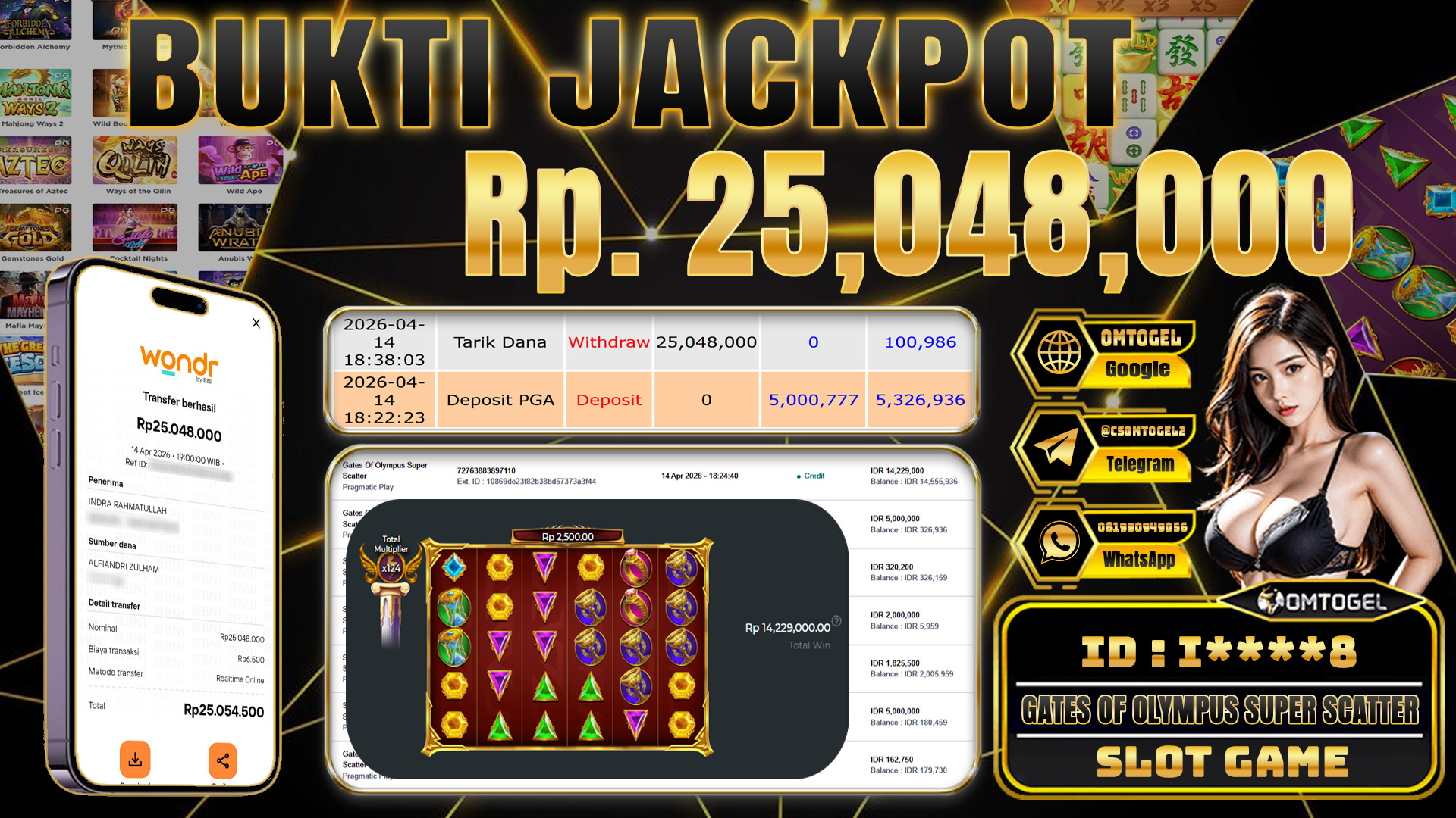 OMTOGEL JACKPOT PRAGMATIC PLAY GATES OF OLYMPUS SUPER SCATTER ,25 JUTA DI BAYAR LUNAS ,-