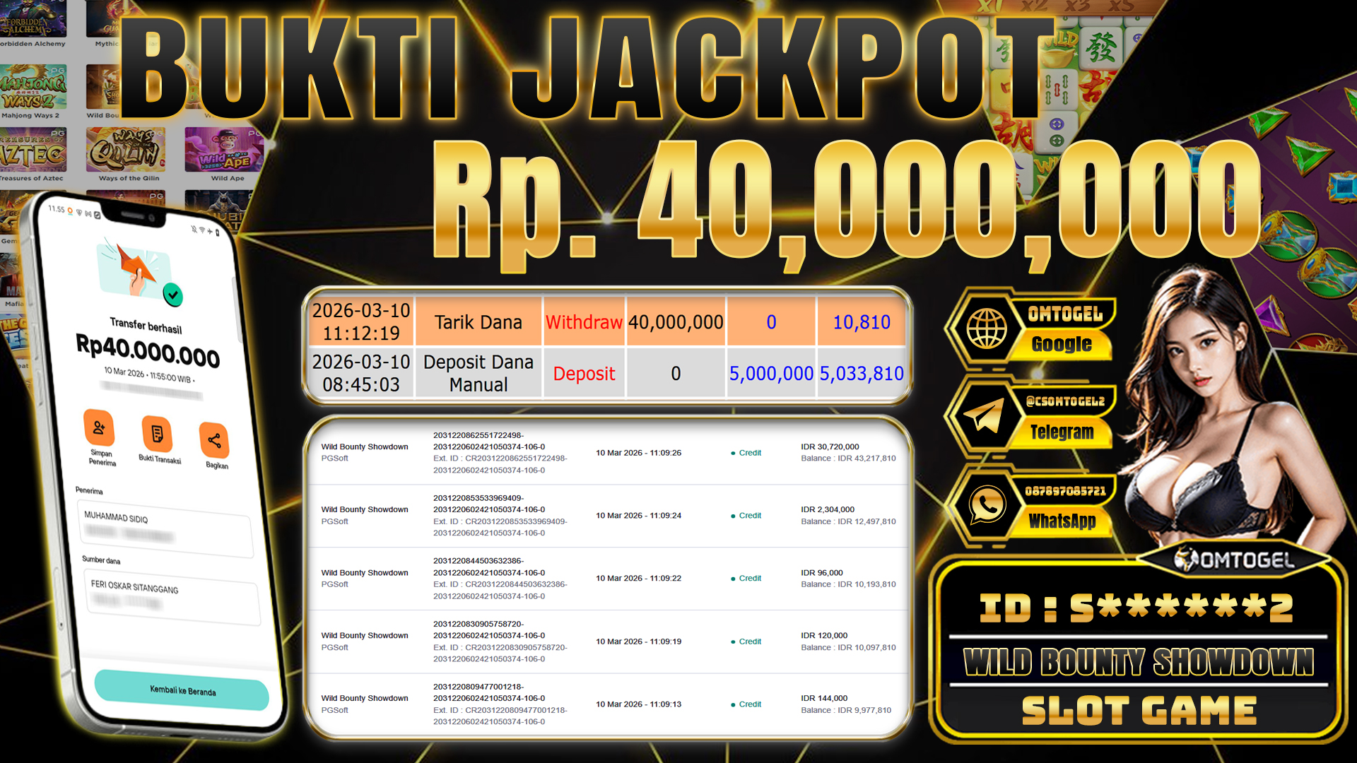 OMTOGEL JACKPOT PG SOFT WILD BOUNTY SHOWDOWN, 40 JUTA DI BAYAR LUNAS ,-