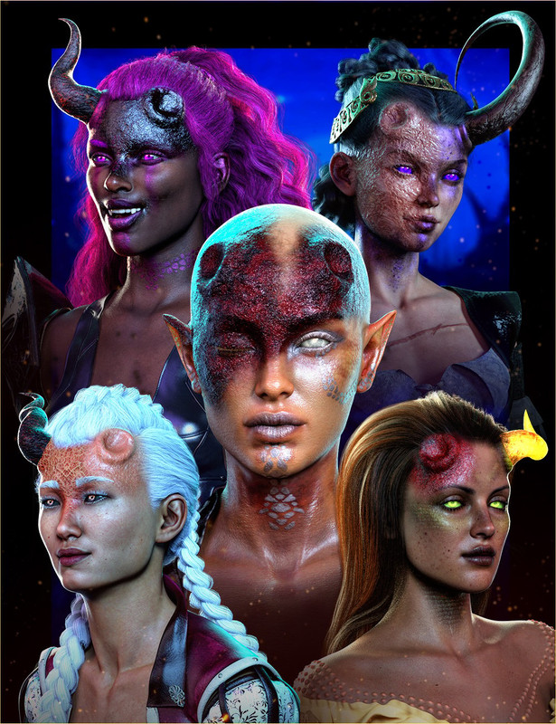 FPE Universal Horns Add-On Damage for Genesis 8.1 Female