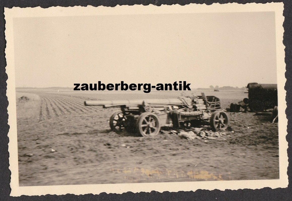 Foto Wehrmacht Frankreich Westfeldzug schweres Beute Geschütz Langrohr