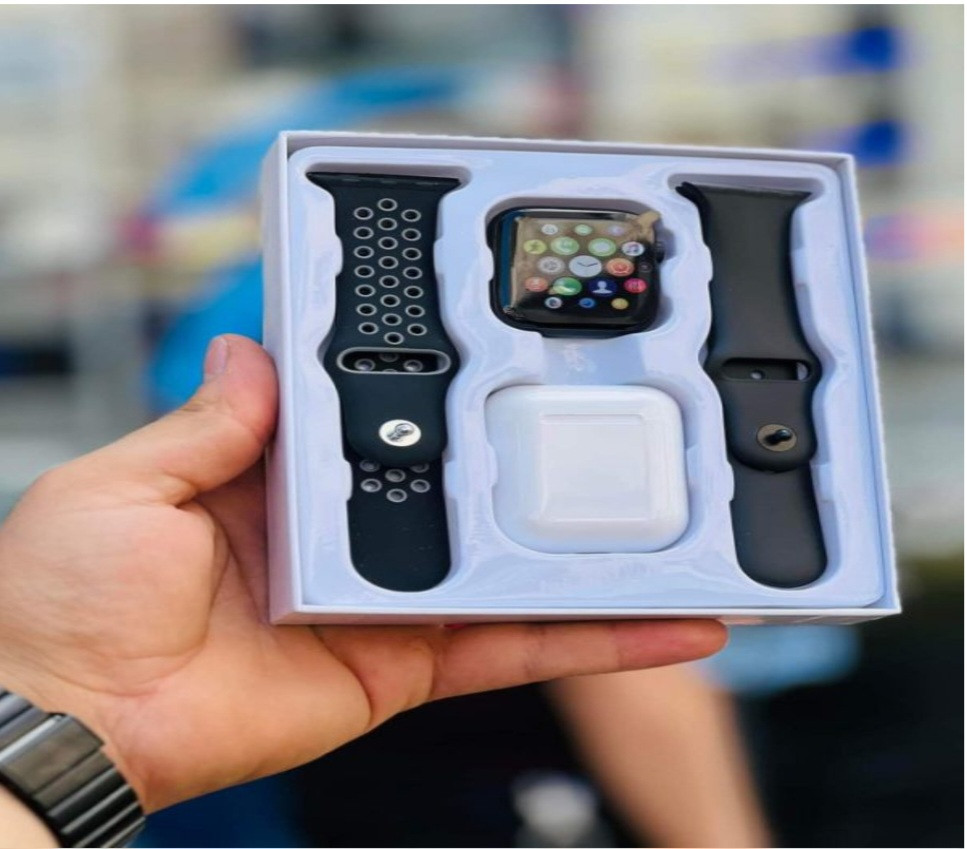 T55 Pro Max Smart Watch With Earbuds & Double Strap- Black Color