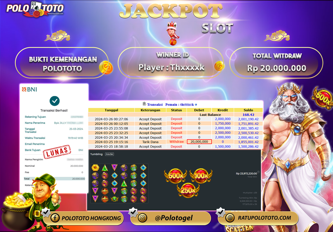 POLOTOTO JACKPOT SLOT GATES OF OLYMPUS Rp. 10.000.000,- LUNAS