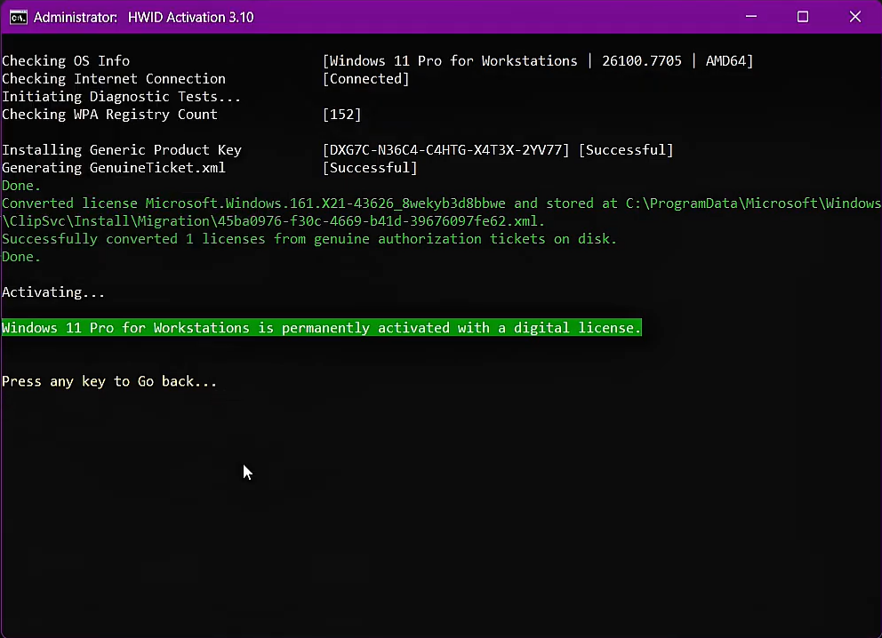 Activation Script Progress