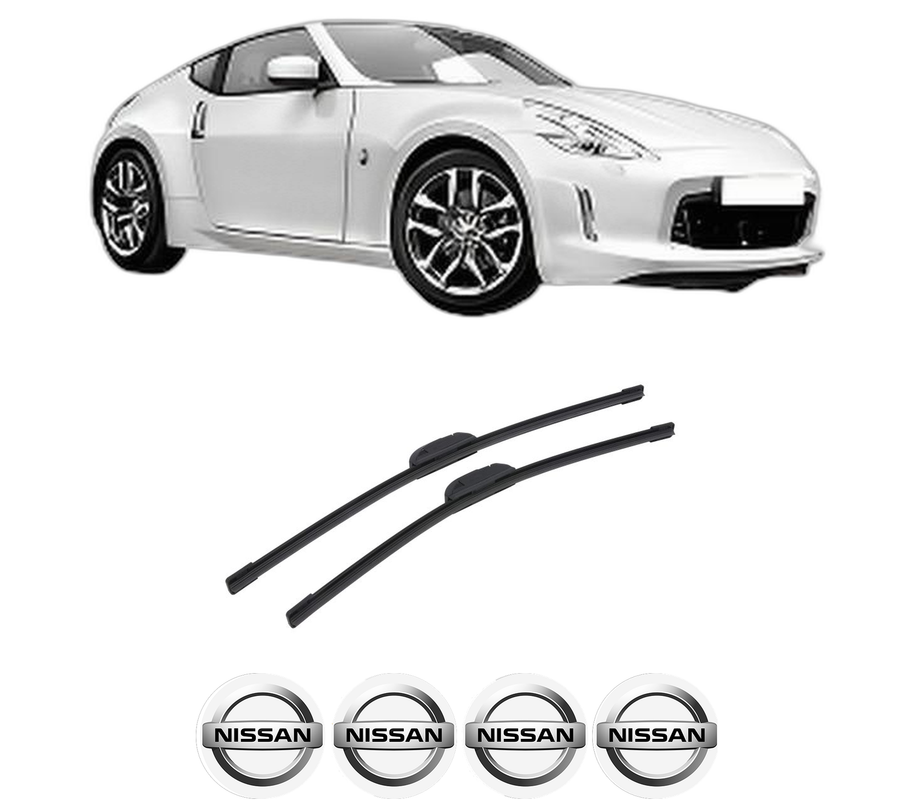 Set stergatoare auto NISSAN 370Z Coupe (Z34) din 2009-2013, pentru parbriz auto, 2 bucati, Bosch Aerotwin Retrofit, din cauciuc siliconat rezistent, 4 Stickere Auto NISSAN