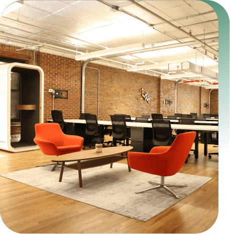 Entire Floor with multiple desks around.