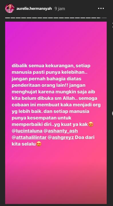 Support Aurel Hermansyah untuk Lucinta Luna