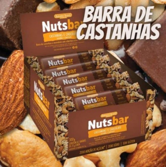 Barra de Castanhas e Chocolate Banana Brasil com 12 Unidades de 25 g