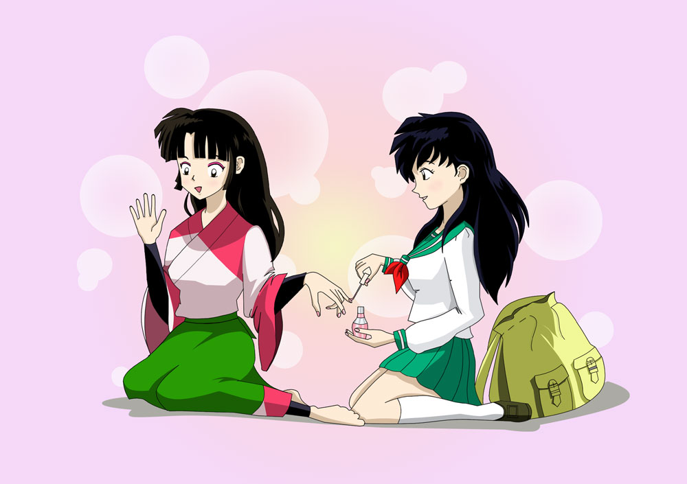 Hình vẽ Kikyou, Kagome, Sango bộ Inuyasha - Page 18 Kagome_and_sango_best_friends_by_righteousred