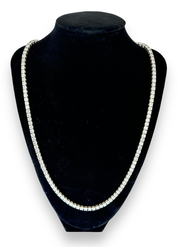 UNISEX 22 In Yellow Gold 4mm Lab IIA Diamond Tennis Necklace 33.25