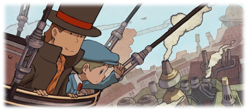 Official promo art of Hershel Layton and Luke Triton from Professor Layton, for Professor Layton and The New World of Steam