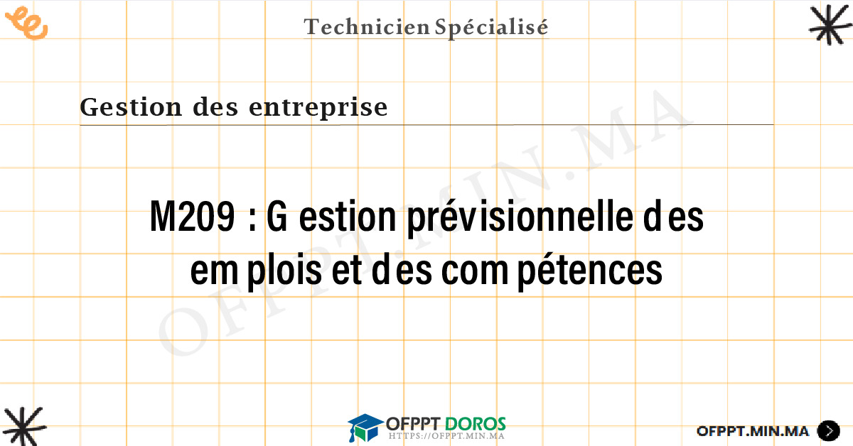 Sommaire détaillé du cours Gestion prévisionnelle des emplois et des compétences M209 OFPPT - Structure du module