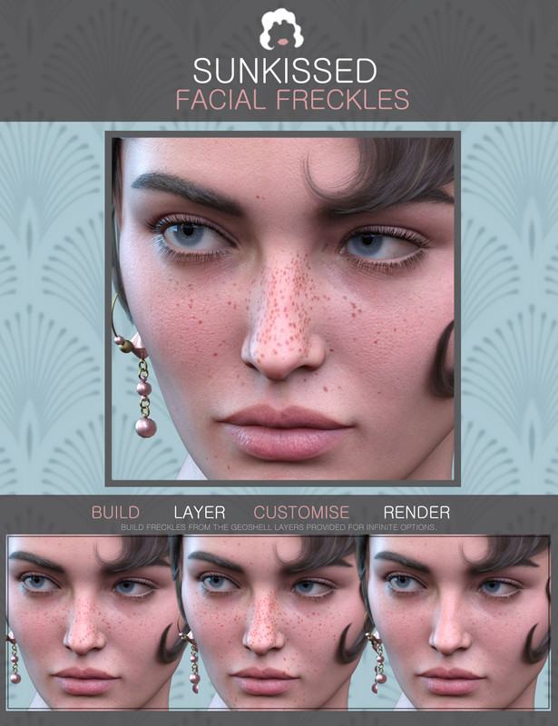 Sun-kissed Facial Freckles for Genesis 3, 8 and 8.1 Females 