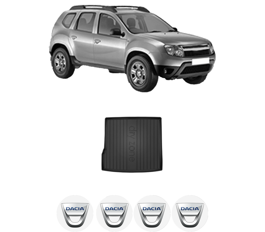 Tavita Portbagaj DACIA DUSTER (HS_) din 2010-2018, Protectie Portbagaj Auto, 4x Stickere auto cu DACIA
