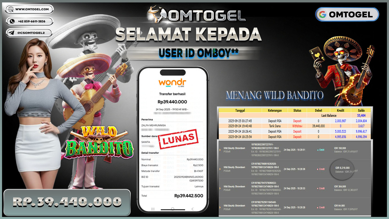 OMTOGEL JACKPOT PGSOFT WILD BOUNTY SHOWDOWN 39 JUTA DI BAYAR LUNAS ,-