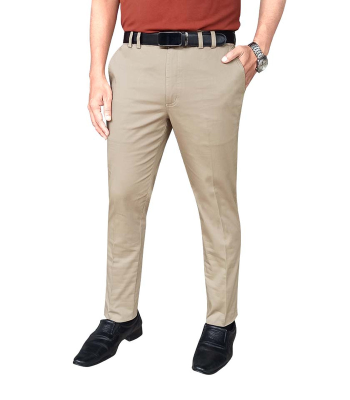 Formal Slim Fit Plain Front Cross Pocket Trouser Color: 885 Peanut