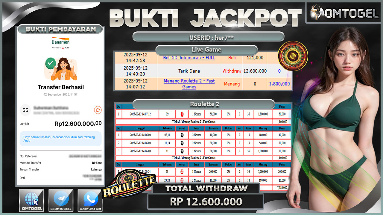 OMTOGEL JACKPOT LIVE GAMES ROULETTE 2 - FAST 12 JUTA DI BAYAR LUNAS ,-