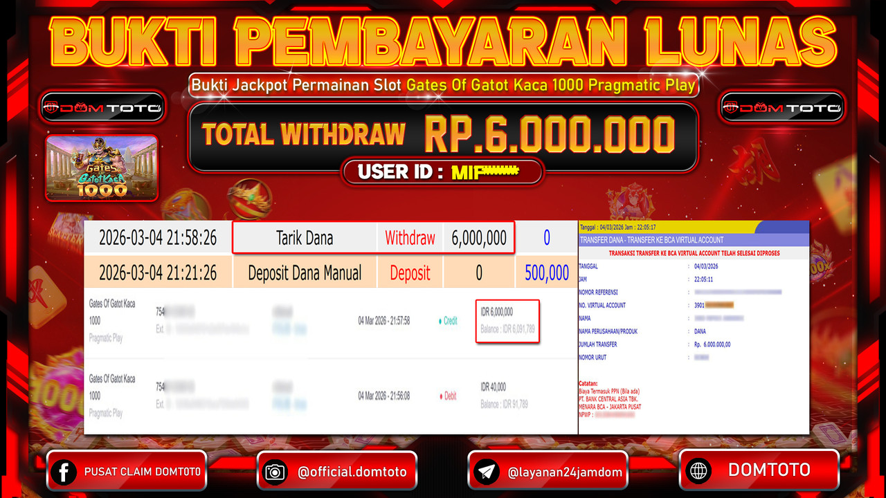 JACKPOT SLOT Gates Of Gatot Kaca 1000 Pragmatic Play 04 MARET 2026