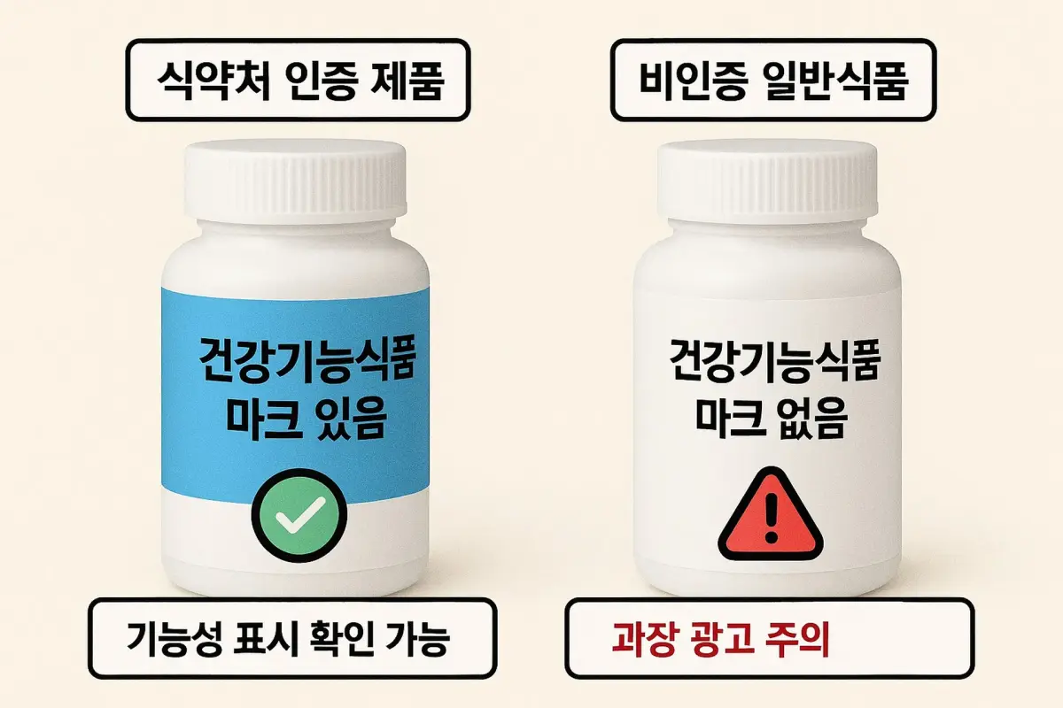 진짜 가짜 영양제 비교 이미지