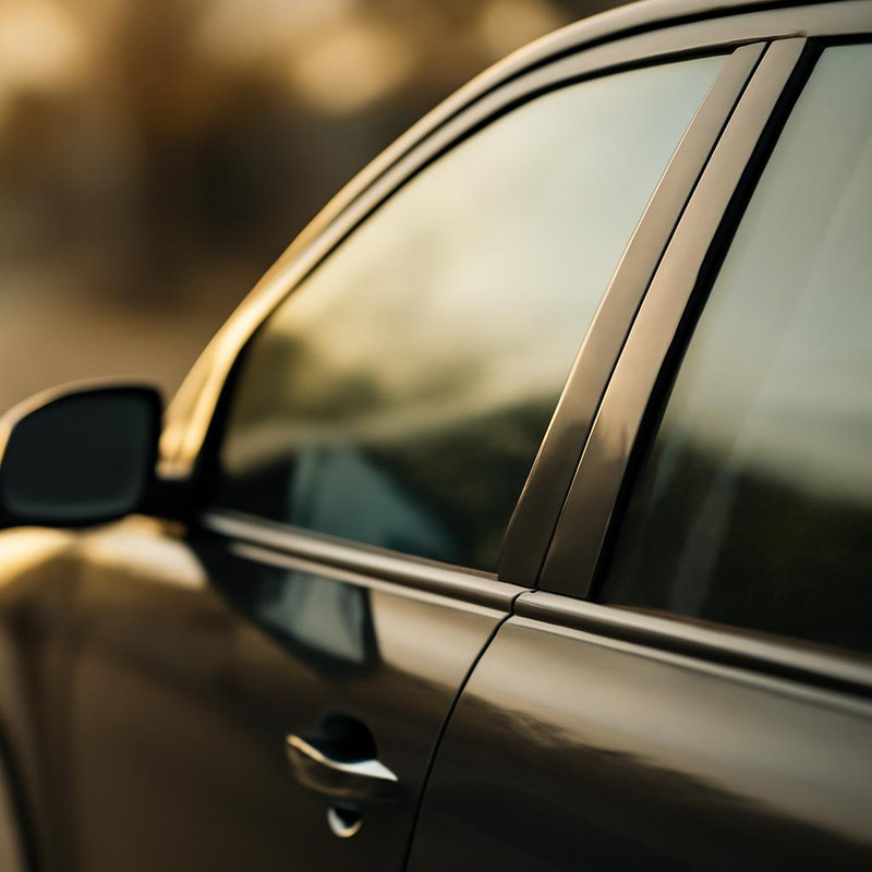 Чистые окна автомобиля после мытья средством