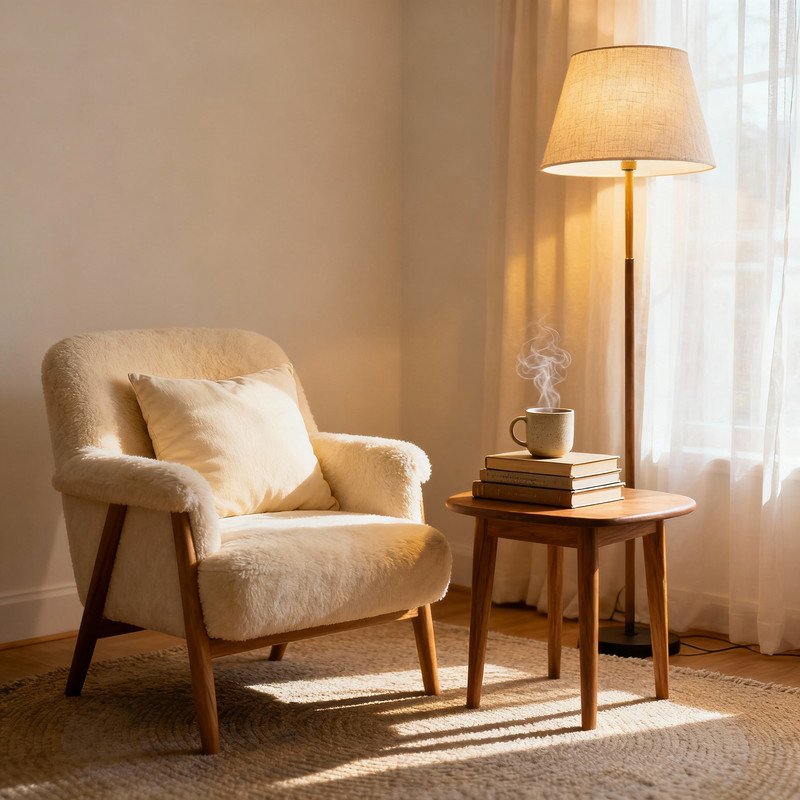 Уютный уголок с мебелью