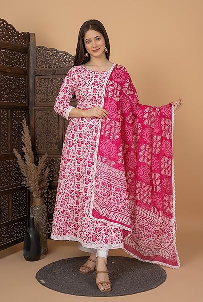 MEERA FAB Women's Anarkali Kurti Set