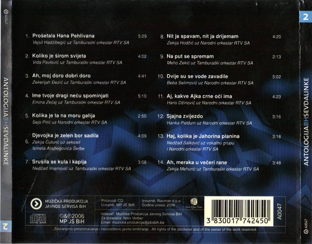 Antologija BiH Sevdalinke 2 2006 Zadnja