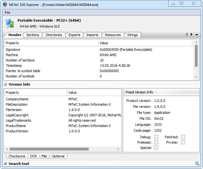 MiTeC EXE Explorer 3.5.1