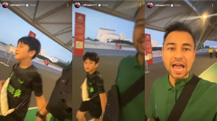 Momen seru Raffi Ahmad ajak Rafathar nonton pertandingan sepak bola dari tim Liverpool vs Bayern Munchen di Singapura.