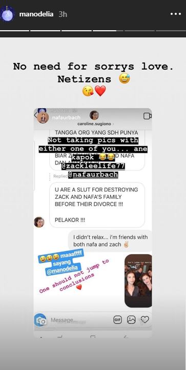 Reaksi Nafa Urbach pada unggahan Manohara saat video mesranya dengan Zack Lee beredar.
