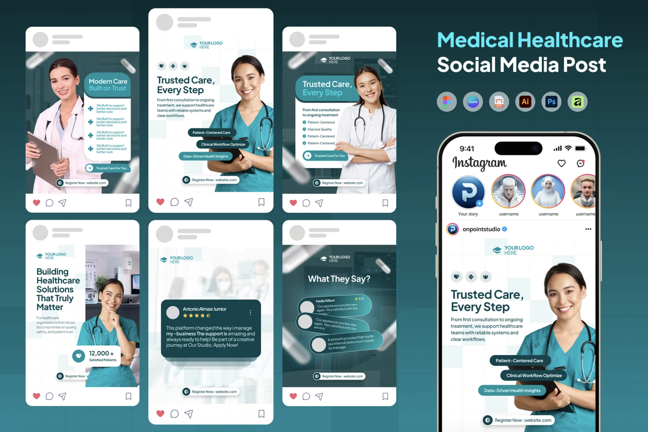 Medical Healthcare Social Media Instagram Carousel