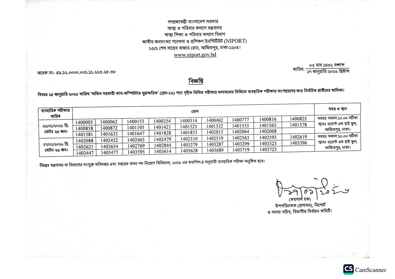 NIPORT-Office-Assistant-Cum-Computer-Typist-Exam-Result-2026-PDF-1