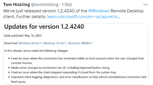 Remote Desktop-Client Version 1.2.4240