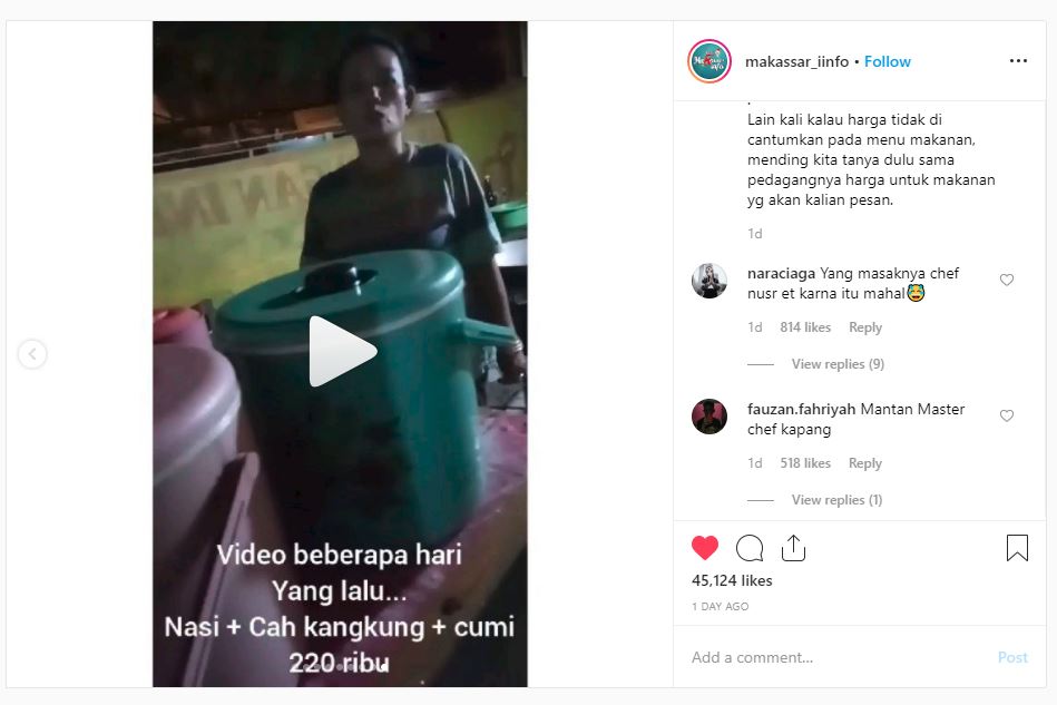 Viral warung kaki lima harga menu restoran bintang lima