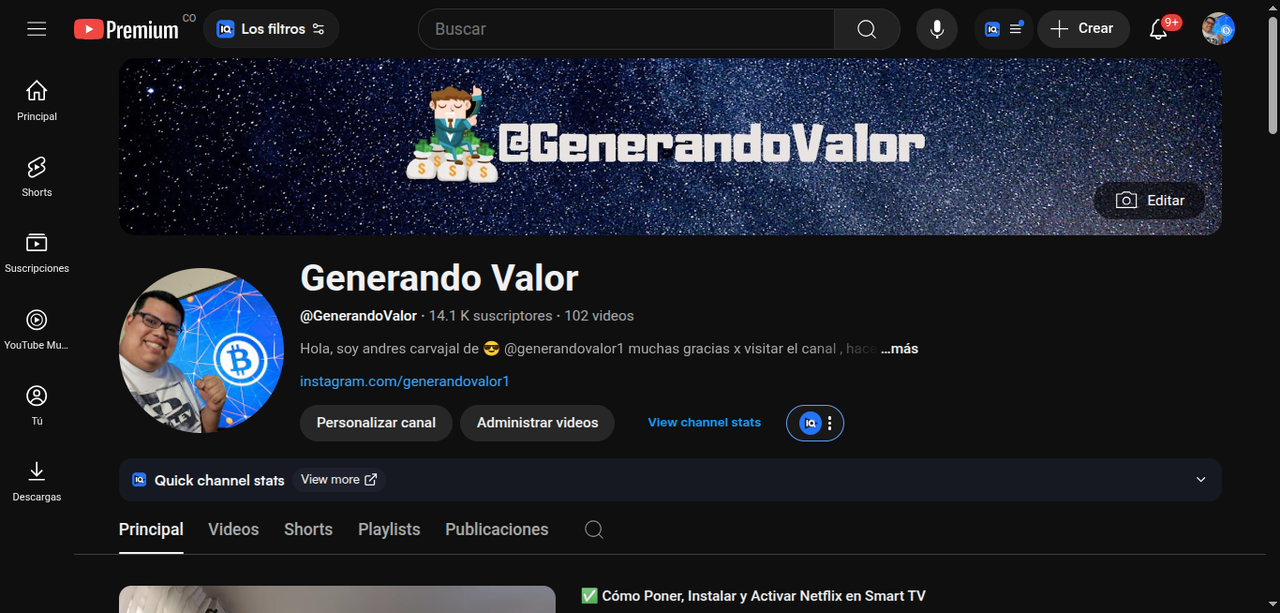 Canal de YouTube de Generando Valor