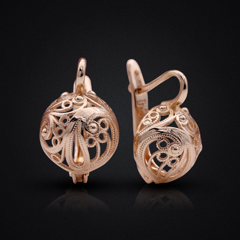 HALF BALL Rose Gold Color Drop Stud Women Earrings Wedding Girls Ear Jewelry NEW